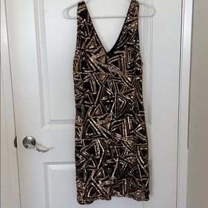 Geometric Sequined Cocktail Dress